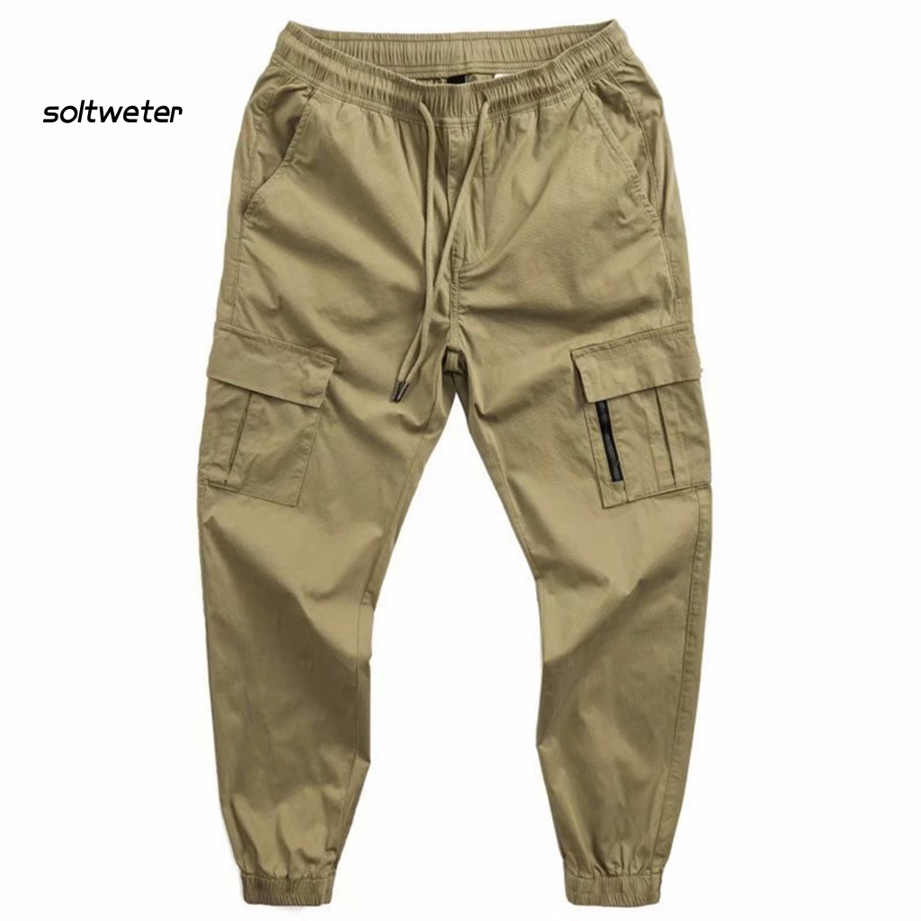 Quần Túi Hộp Lưng Thun Rút Dây Màu Trơn Thoáng Khí Thời Trang Cho Nam