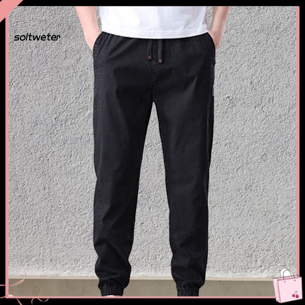 St Quần Harem Ghép Màu Trơn Có Túi Dây Rút Mùa Hè Đường Phố