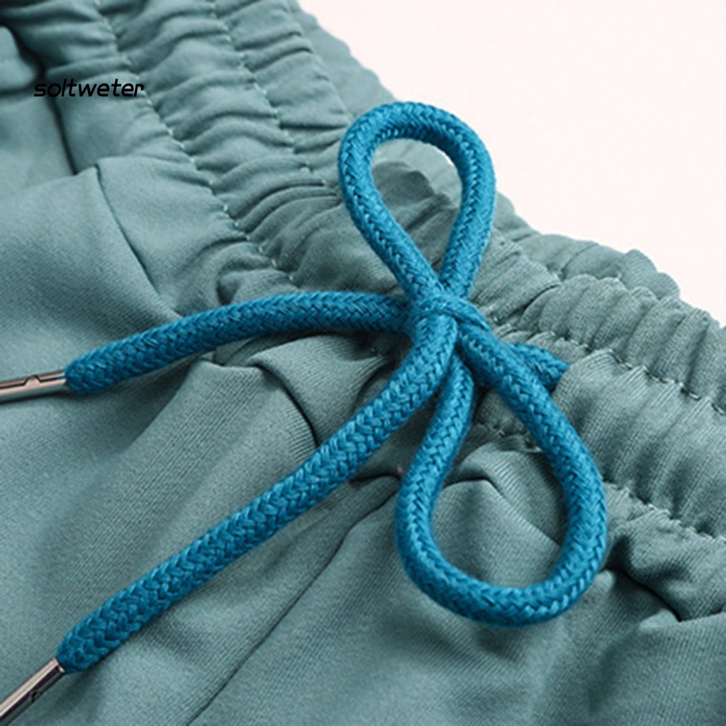 Bộ Trang Phục 2 Mảnh Gồm Áo Cổ Tròn Màu Trơn Và Quần Thoáng Khí Có Gân Thích Hợp Mặc Hàng Ngày Cho Nam