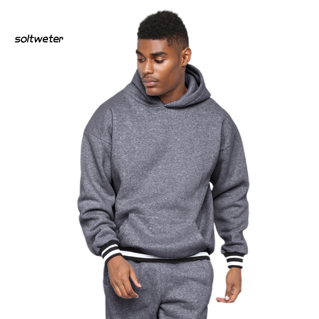 Set 1 Bộ Áo Hoodie + Quần Thể Thao Có Gân Màu Sắc Tương Phản Thời Trang Mùa Thu