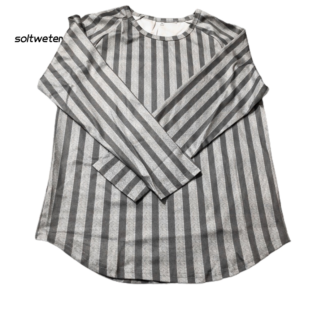 Áo Thun Cổ Tròn Họa Tiết Kẻ Sọc Đơn Giản Thời Trang Mùa Xuân Cho Nam