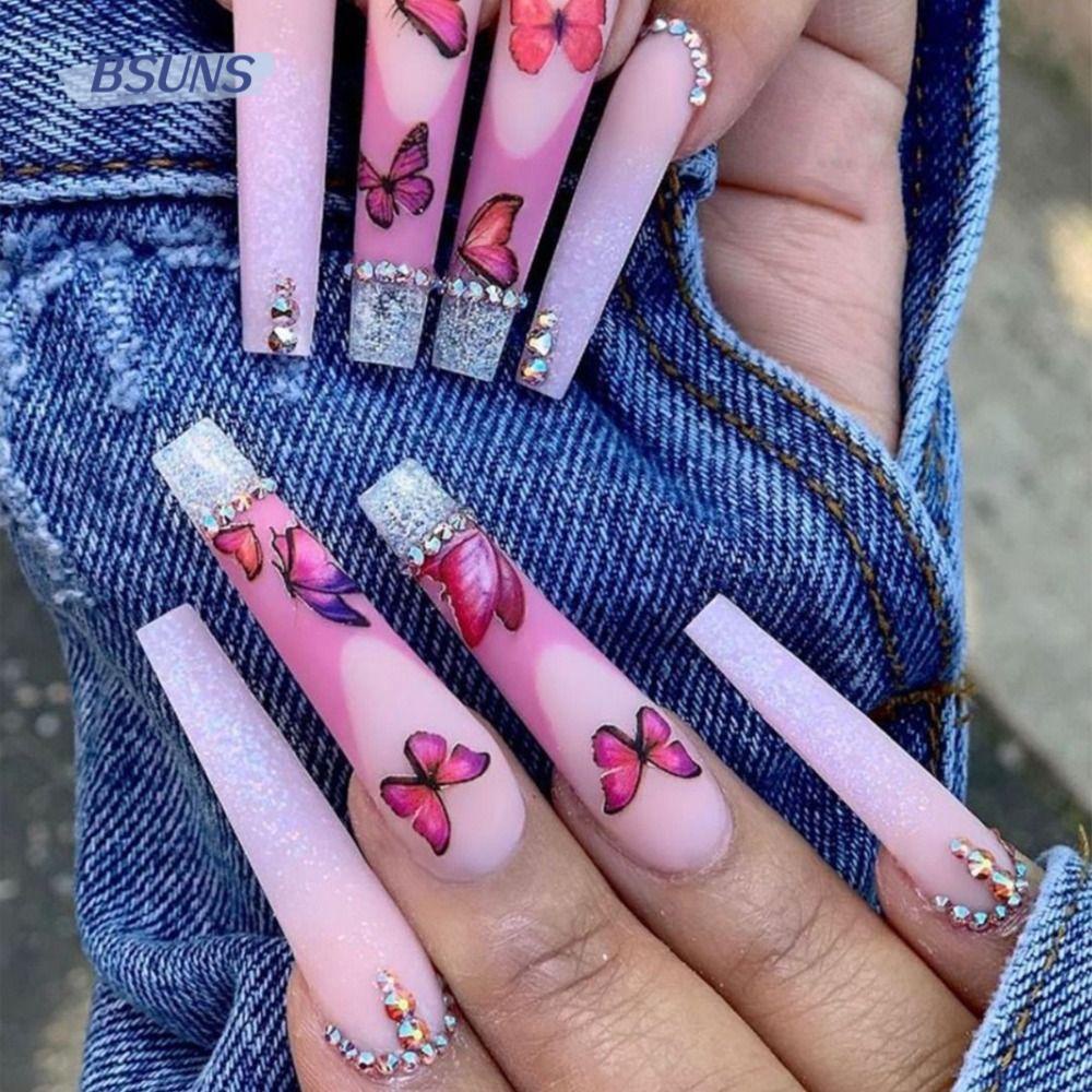 Bộ Móng Tay Giả Che Phủ Toàn Diện Đầu Vuông DIY