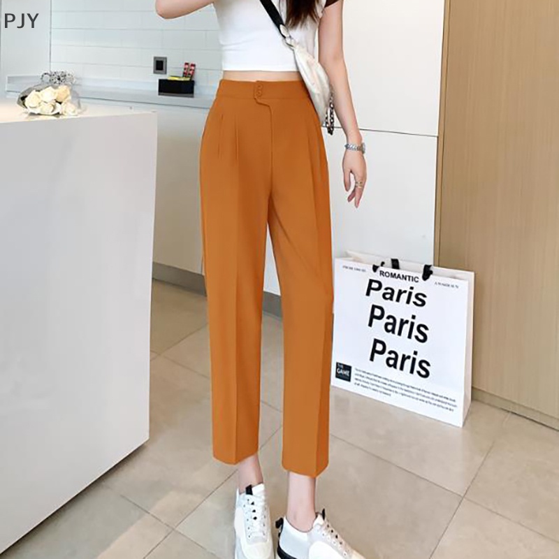 Quần Dài Ống Rộng Dáng Suông Lưng Cao Vải Voan Xếp Ly Kiểu Hàn Quốc Thời Trang Xuân Hè Cho Nữ PJ