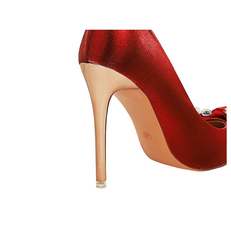 Giày cao gót BIGTREE 10.5cm mũi nhọn đính đá thời trang dành cho nữ