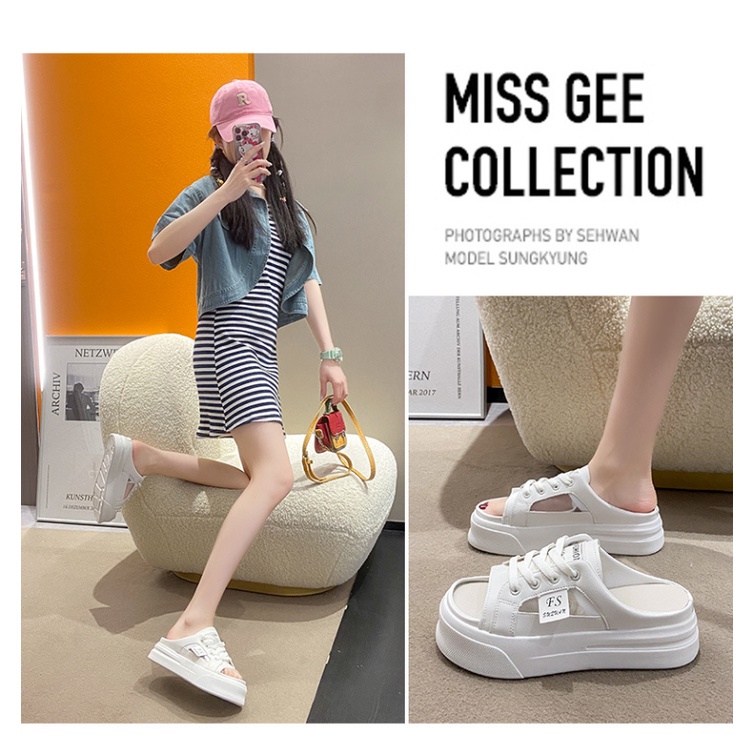 Sandal Đế Dày Hở Mũi Màu Trắng Thiết Kế Thoáng Khí Thời Trang Mùa Hè Xinh Xắn Cho Nữ-AA0537