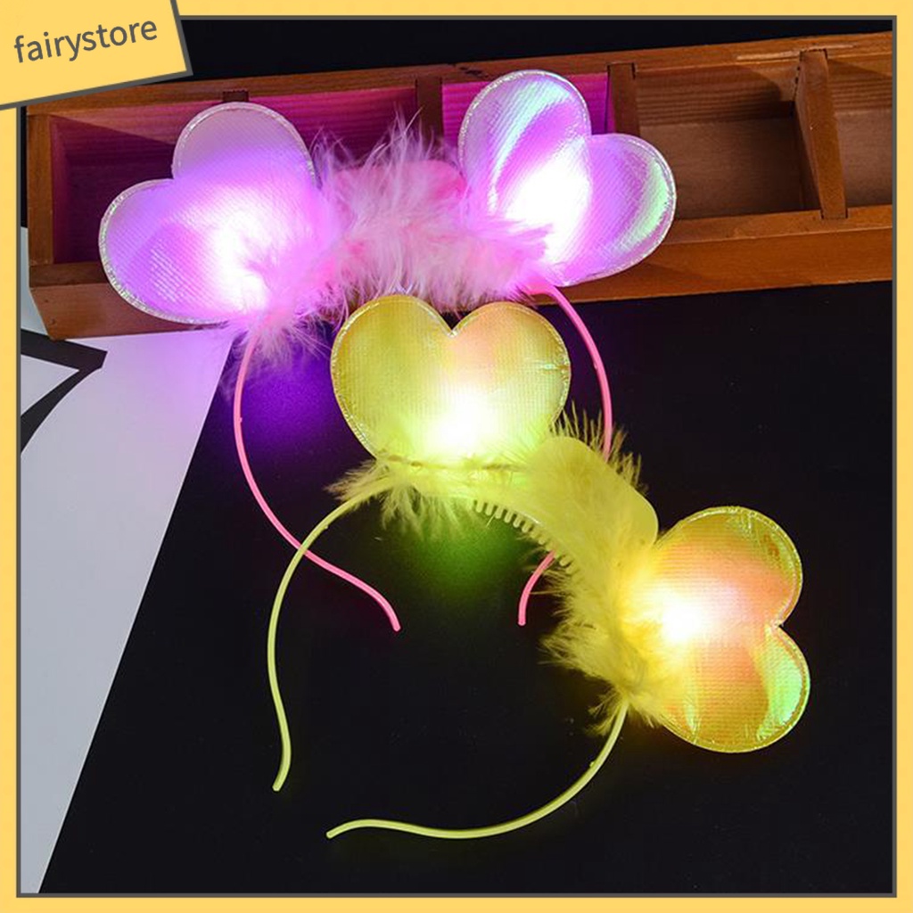 1 Bộ Băng Đô Cài Tóc Hình Trái Tim Có Đèn LED Phát Sáng Trang Trí Tiệc Năm Mới