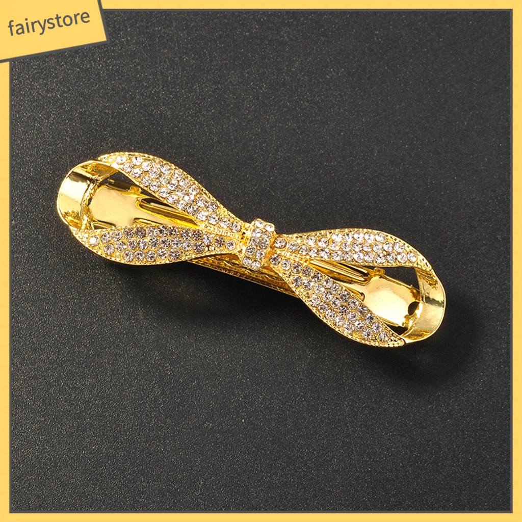 Kẹp Tóc Hình Nơ Đính Đá Lấp Lánh Co Giãn Gọn Nhẹ Chống Gỉ