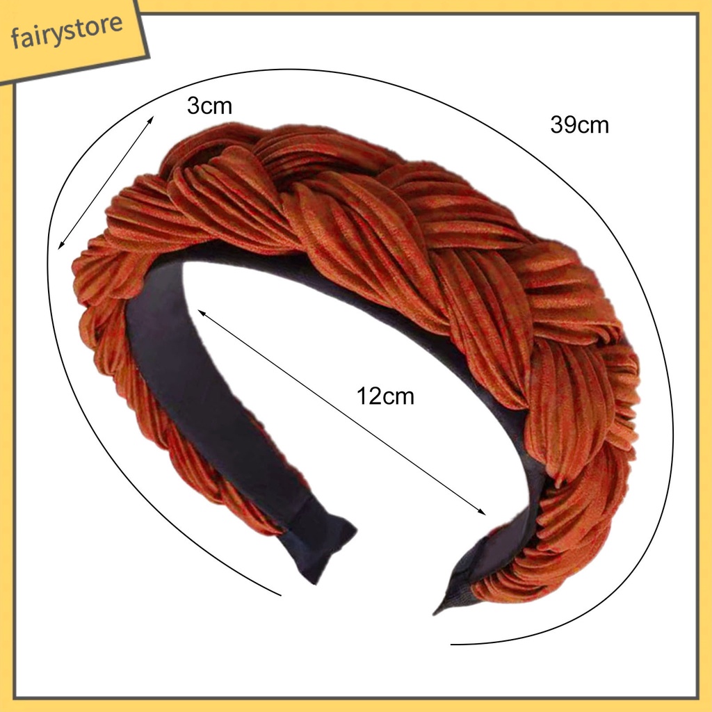Băng Đô Cài Tóc Bản Rộng Chống Trượt Thắt Nút Chéo Màu Sắc Trơn Dành Cho Nữ