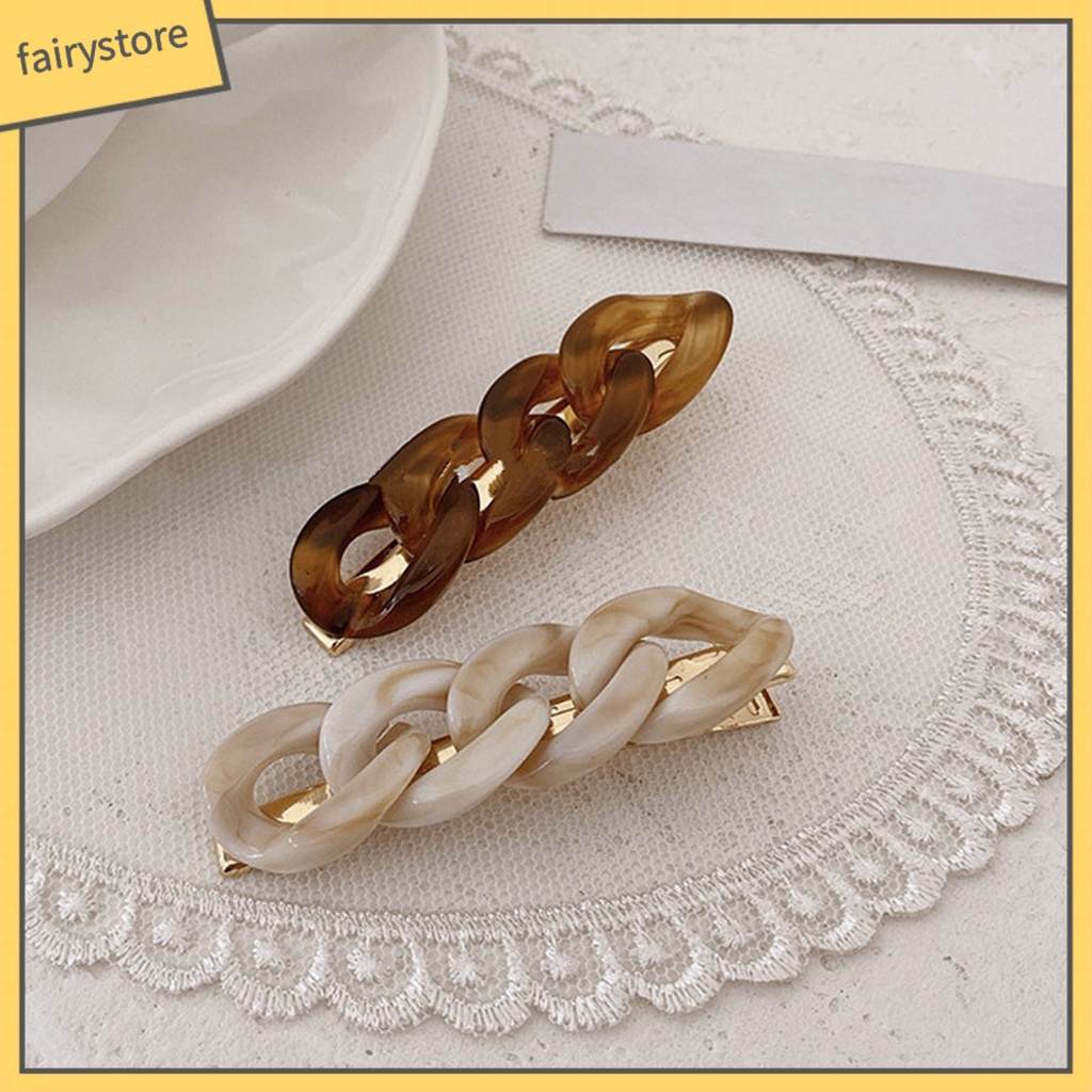 Set 1 / 2 Kẹp Tóc Dạng Chuỗi Hạt Ngọc Trai Giả Bằng Kim Loại