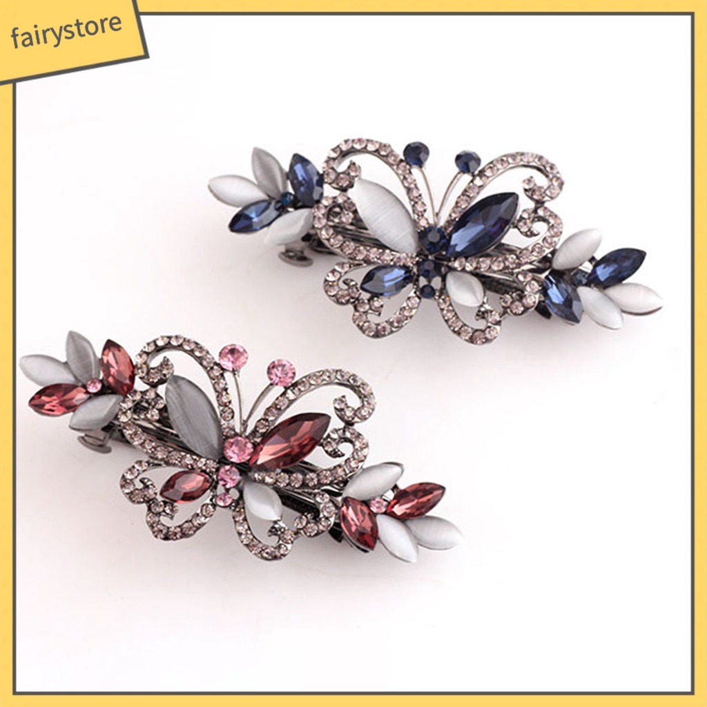 Kẹp Tóc Hình Bướm Đính Đá Phong Cách Vintage