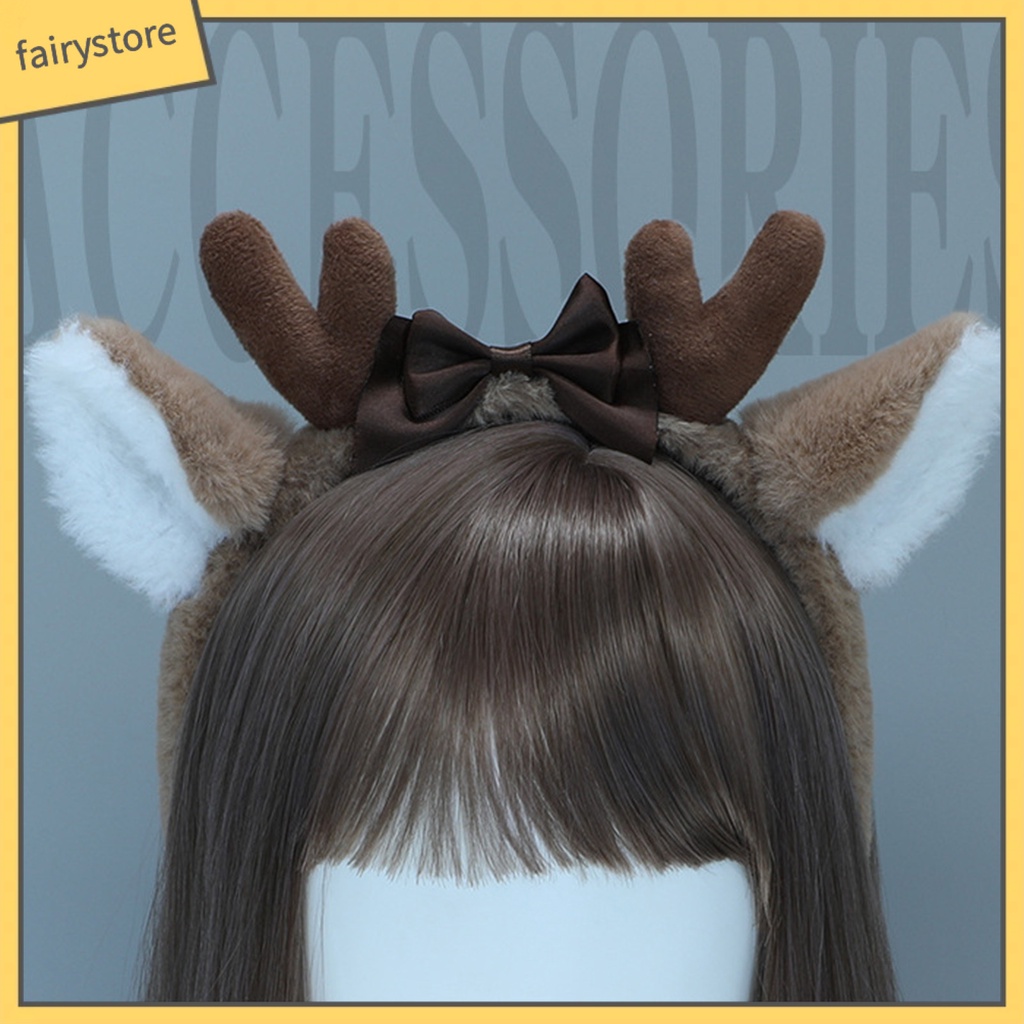 [FRO] Băng Đô Cài Tóc Tai Hươu Bông Ruy Băng Tích Hợp Giá Đỡ Hình Tai Động Vật Hóa Trang Tiệc Halloween / Giá