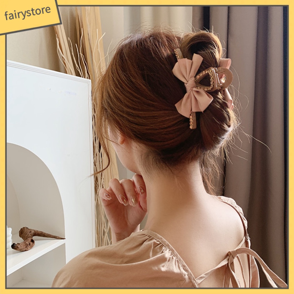 Kẹp Tóc Càng Cua Đính Đá Màu Trơn Chống Rơi Cho Nữ