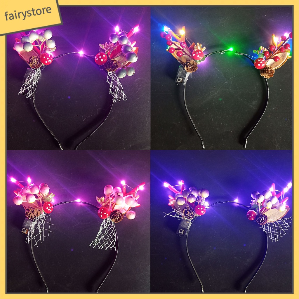 Băng Đô Cài Tóc Hình Sừng Hươu Có Đèn LED Phát Sáng Độc Đáo