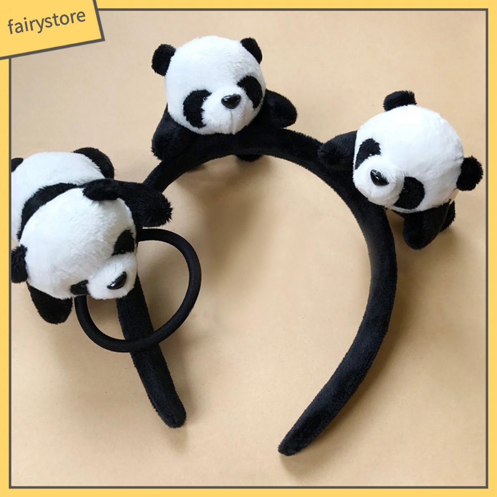 Băng Đô Cài Tóc Co Giãn Hình Gấu Trúc Hoạt Hình Đáng Yêu Cho Nữ
