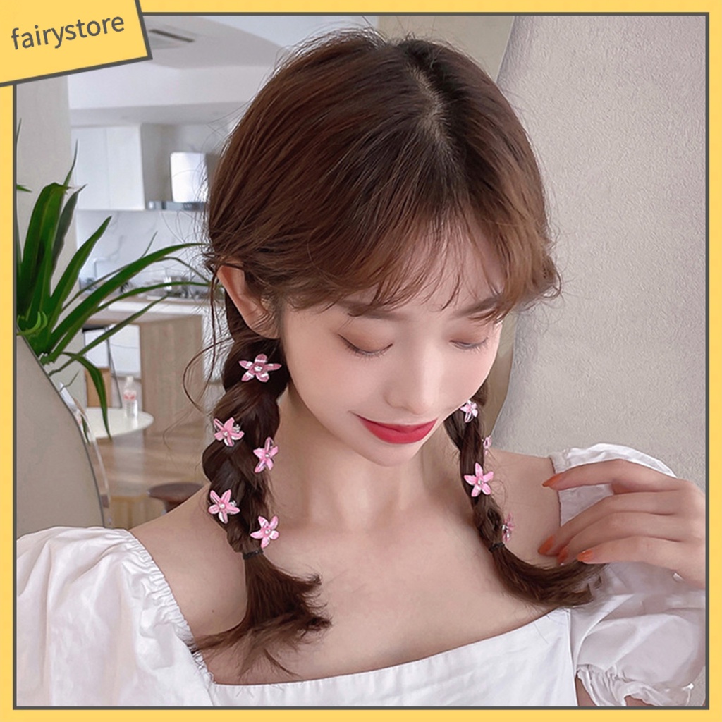 Set 10 Kẹp Tóc Mini Chống Trượt Màu Sắc Đơn Giản Hình Bông Hoa Xinh Xắn