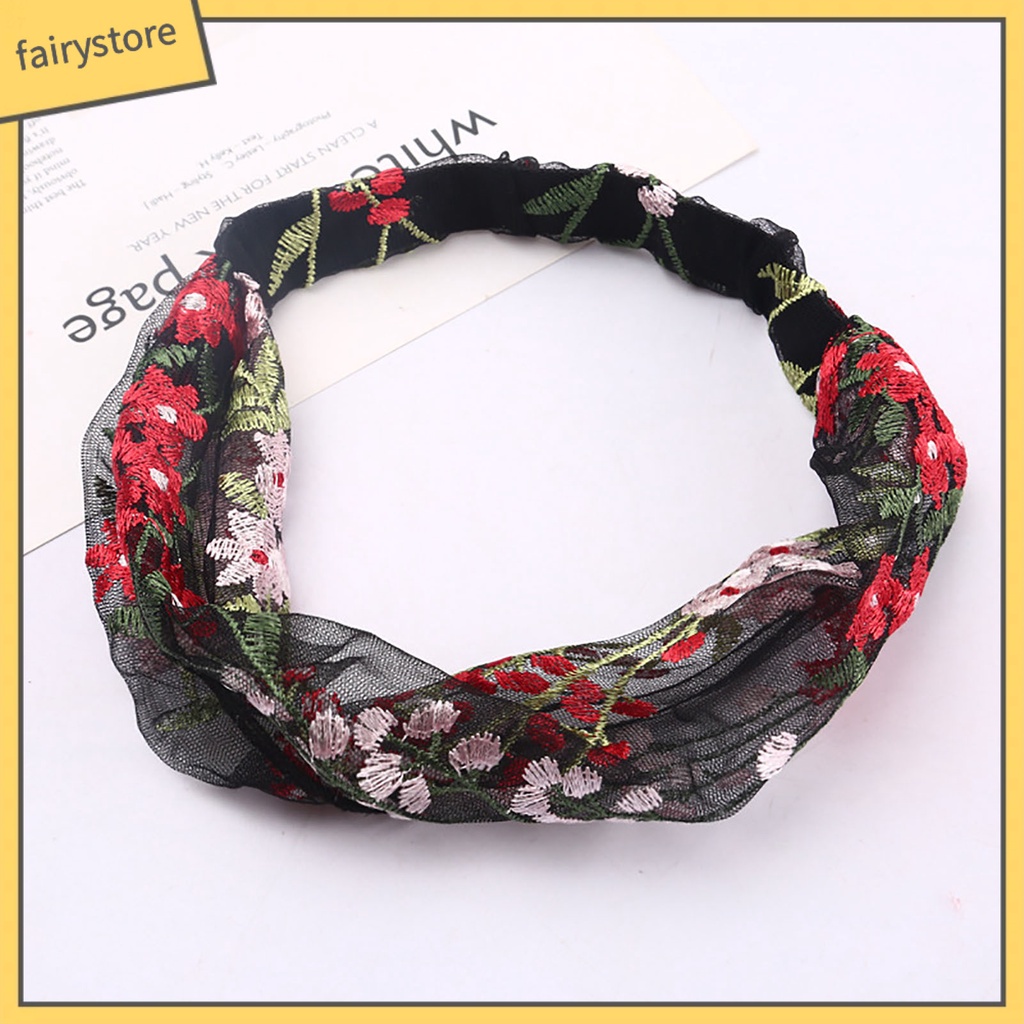 Băng Đô Vải Ren Bản Rộng Co Giãn Thêu Hoa Dễ Thương Có Thể Điều Chỉnh Cho Nữ