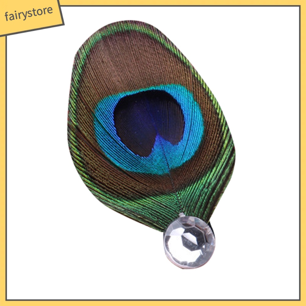 Kẹp Tóc Hình Lông Công Đính Đá Và Ngọc Trai Nhân Tạo Sang Trọng