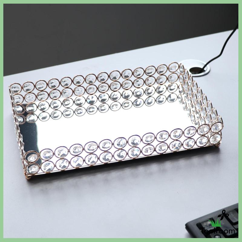 Khay Tráng Gương 3 Kích Cỡ Dùng Đựng Nước Hoa Trang Sức