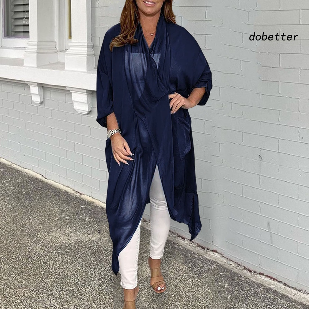 Áo Sơ Mi Cổ Chữ V Dáng Rộng Màu Trơn Kiểu Vintage Thời Trang Mùa Hè Cho Nữ