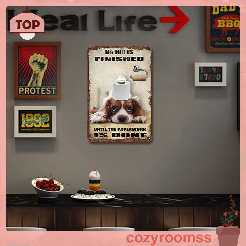 Bảng Kim Loại Hình Chữ Nhật Vẽ Hình Chú Chó Trang Trí Nhà Cửa Quán Bar