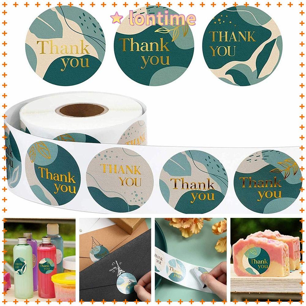 500 / 1000 Miếng Dán Chữ Thank You Tự Dính Màu Xanh Lá Dùng Trang Trí