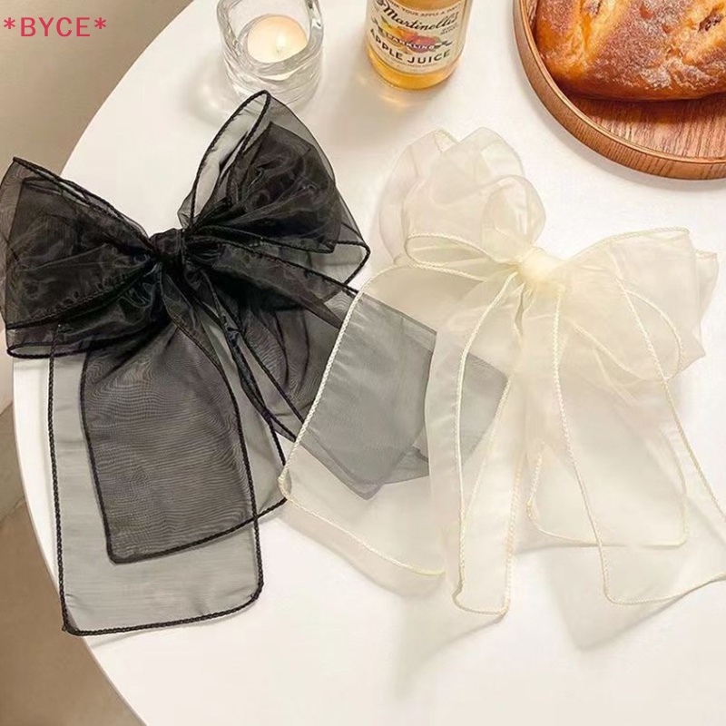 Kẹp Tóc Càng Cua Đính Nơ Lưới Màu Trơn Mới