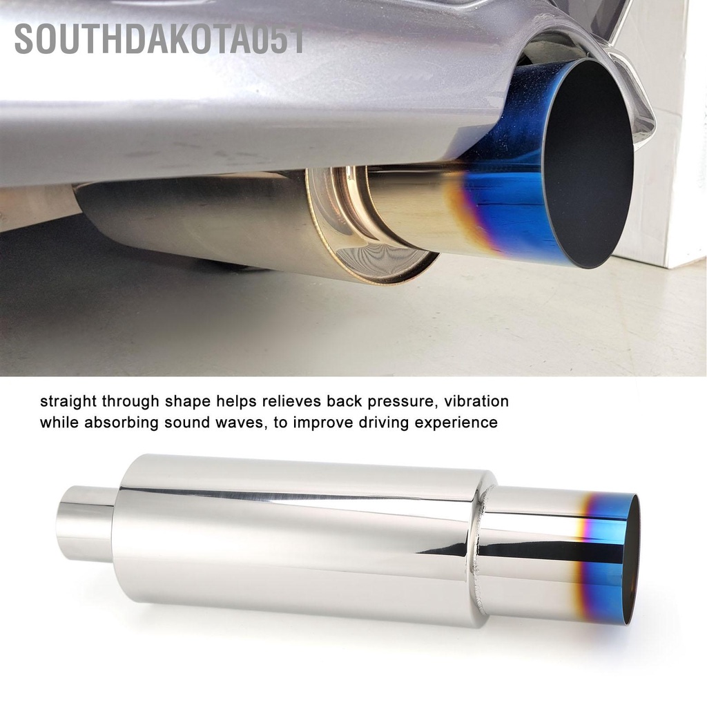 Southdakota051 Ống Xả Bịt Âm Thanh Thép Không Gỉ 2.5in Đầu Vào 4in Ổ Cắm Phía Sau Bộ Giảm Đuôi