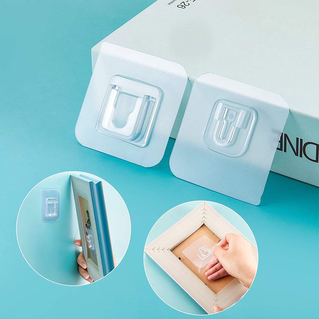 1 Cặp Móc Treo Đồ Dán Tường Trong Suốt Có Giác Hút Tiện Dụng Cho Nhà Bếp / Phòng Tắm