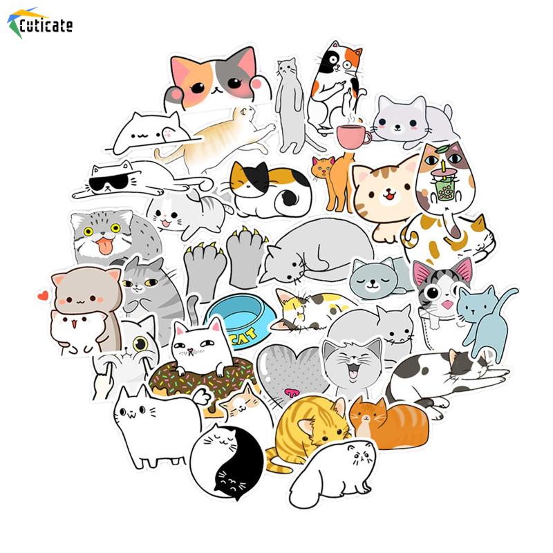 50 Miếng Dán Hình Mèo Vui Nhộn Dễ Thương Cho Thanh Thiếu Niên