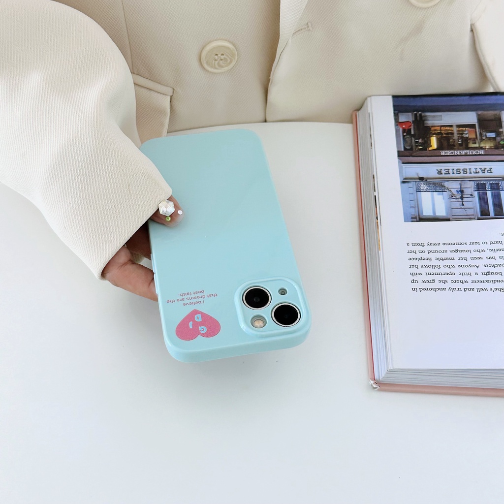 Ốp Điện Thoại TPU Dẻo Họa Tiết Trái Tim &amp; Sữa Vàng / Xanh Dương Độc Đáo Cho iPhone 13 12 11 Pro Max 14 Plus