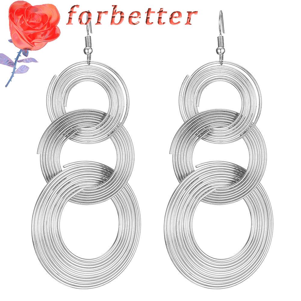 Khuyên Tai Dáng Dài Mặt Tròn Phối Tua Rua 3 Vòng Lớn Phong Cách Punk Bohemian