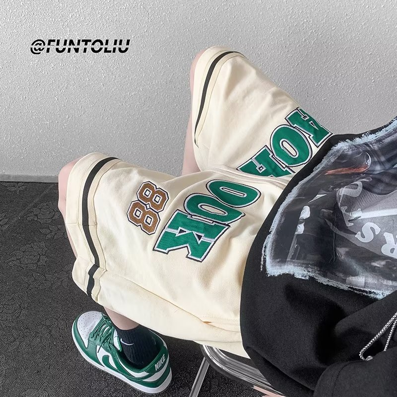 Quần Short Bóng Rổ Thêu Chữ Phong Cách Đường Phố Mỹ Thời Trang Mùa Hè Hàng Mới Dành Cho Nam