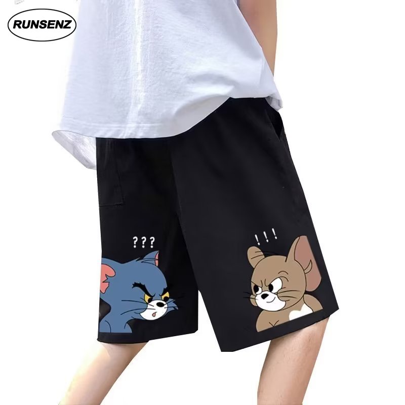 Quần Short Bóng Rổ Ống Rộng In Hình Mèo Và Chuột Hoạt Hình Size Lớn 8XL Cho Nam