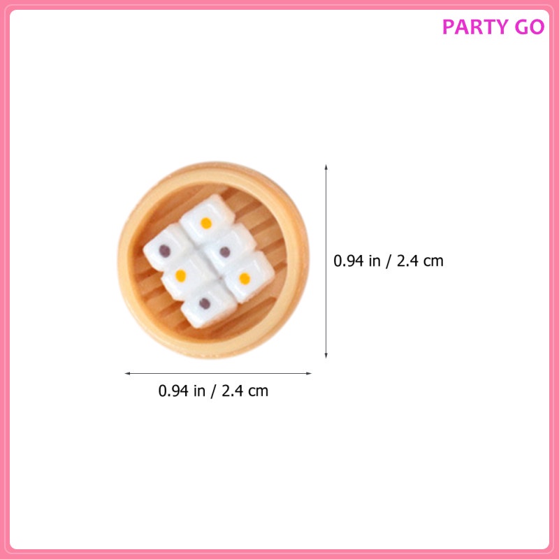 Set 12 Mô Hình Bánh Bao Hấp Mini Bằng Nhựa Resin Kích Thước 2.4X0.9CM Để Bàn Trang Trí