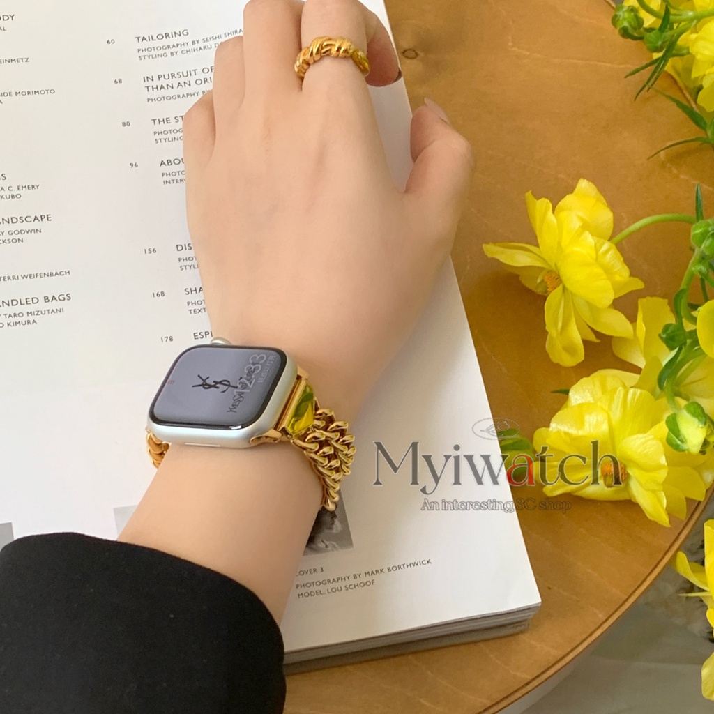 Dây Xích Đôi Bằng Thép Không Gỉ Sang Trọng Cho iwatch Band 45mm 49mm 41mm 40mm 38mm 42mm S8 Ultra 7 SE 6 5 4 3 2