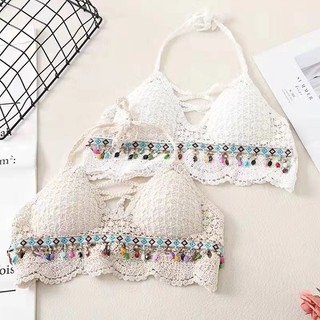 Áo bra len móc bikini đi biển đồ bơi mùa hè 2023