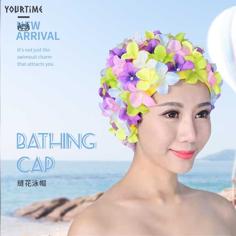Mũ Bơi In Hoa 3D Thoáng Khí Thoải Mái Cho Nữ