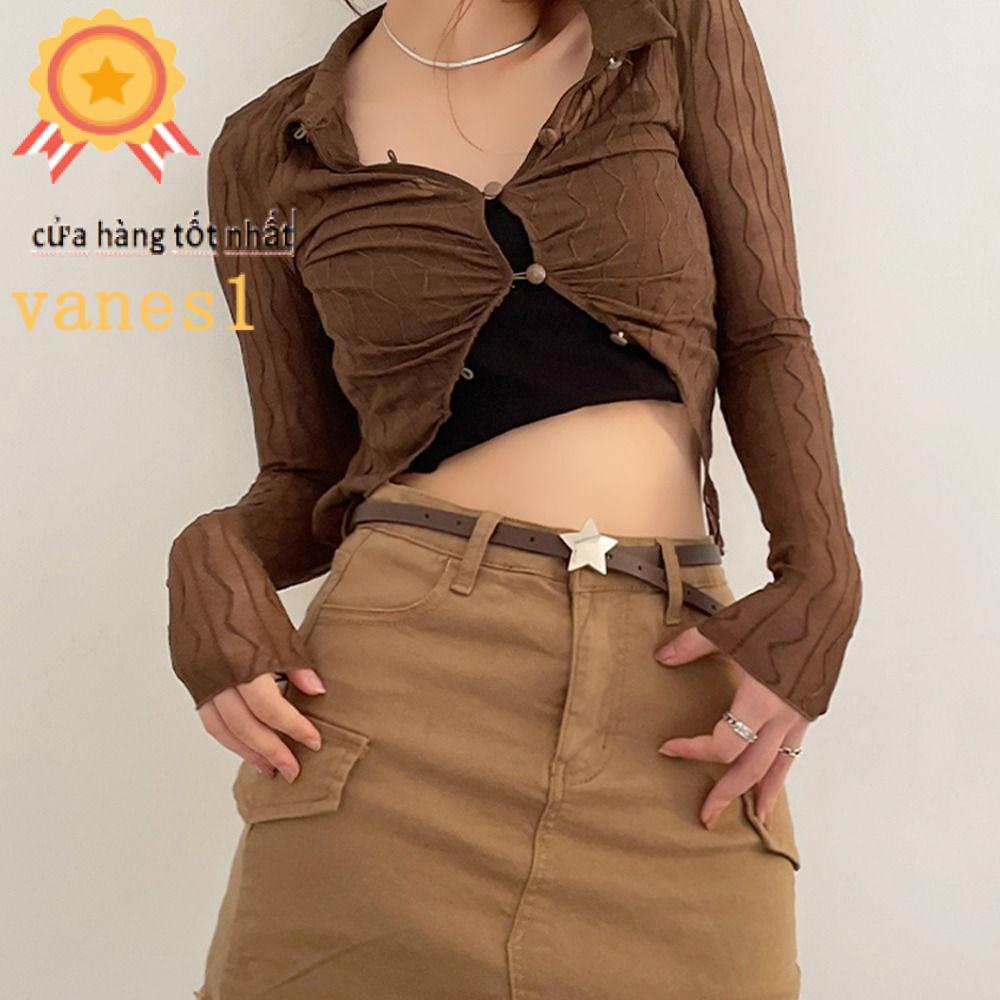 Thắt Lưng Da PU Mỏng Điều Chỉnh Được VANES1 Y2K Thời Trang Cho Nam Và Nữ