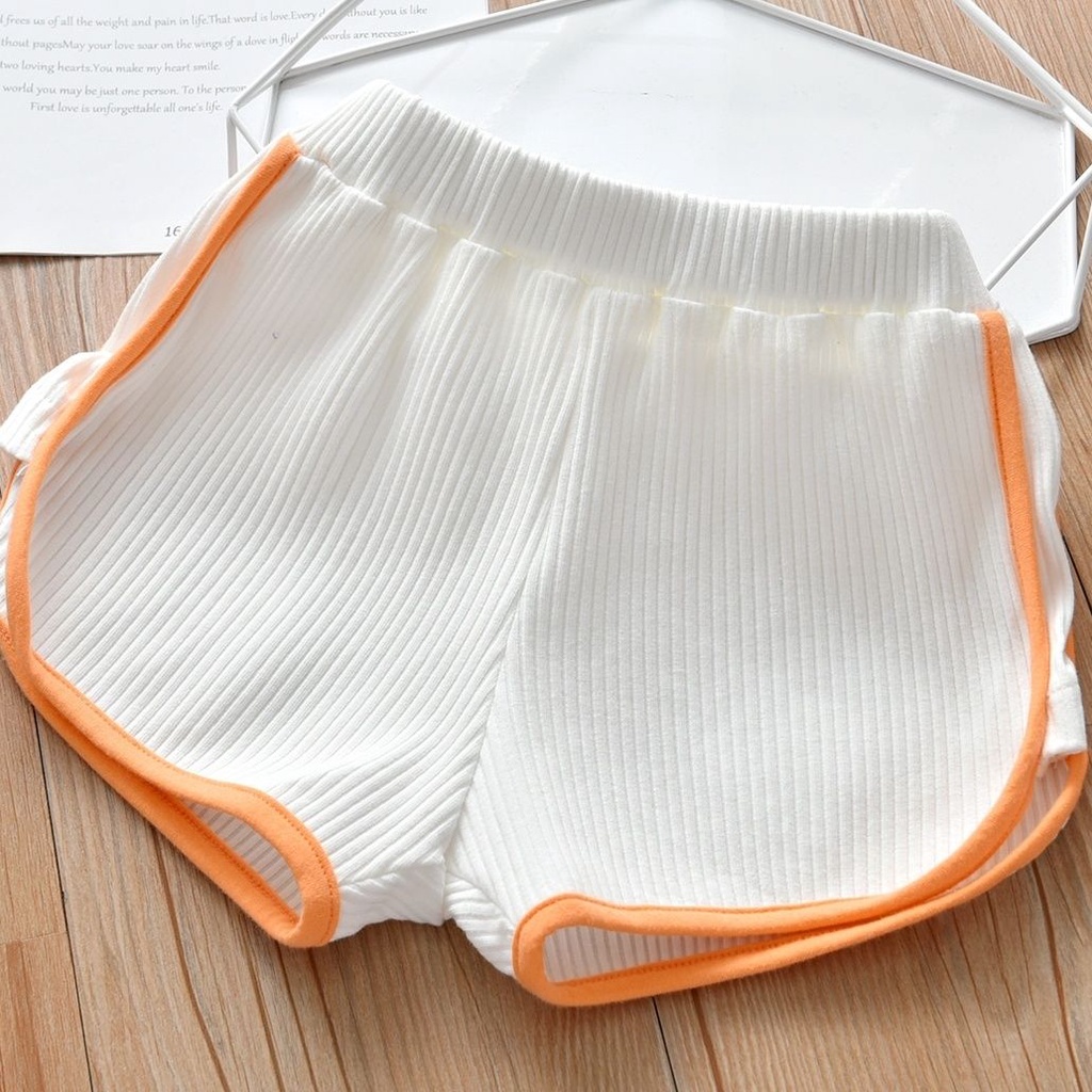 Quần Short Thể Thao Mùa Hè Co Giãn Viền Màu Tương Phản Phong Cách Phương Tây Dễ Phối Đồ Phong Cách Mới Cho Bé Gái