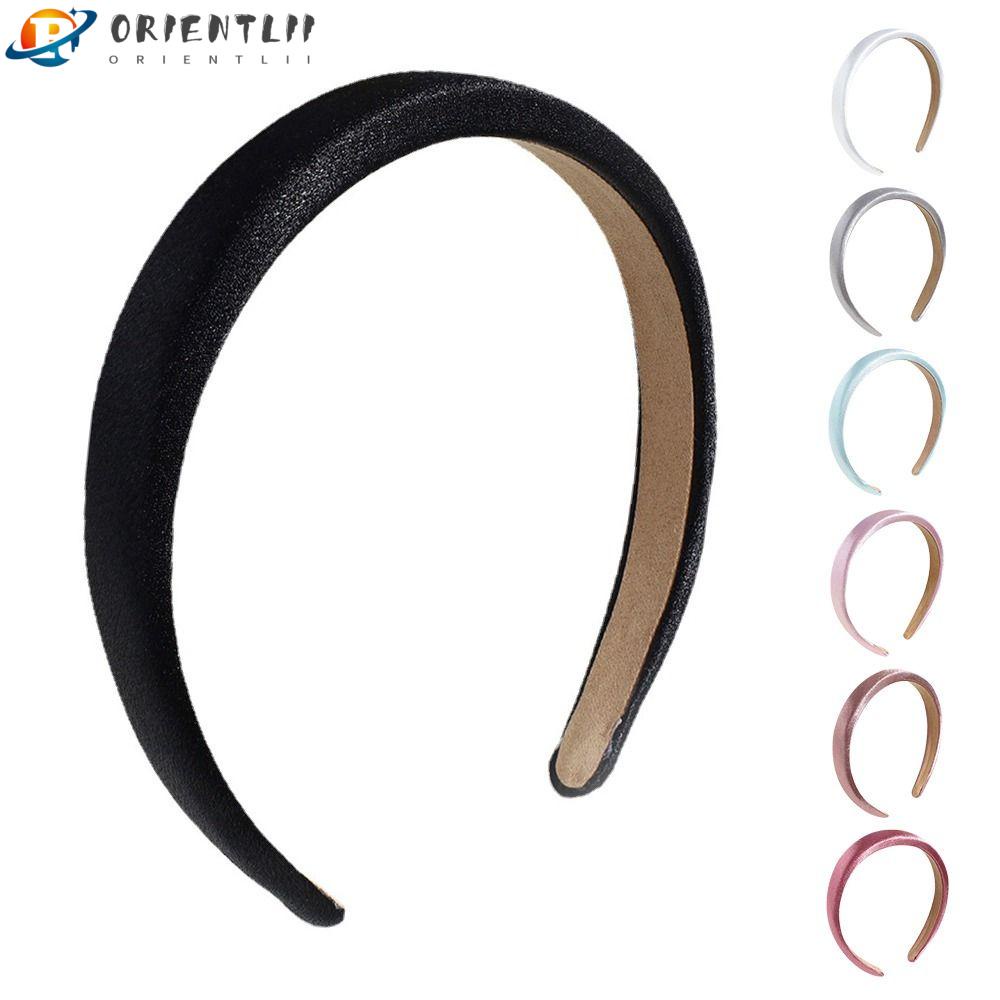 Băng Đô Vải Satin Màu Trơn Không Trượt Dùng Rửa Mặt Trang Điểm