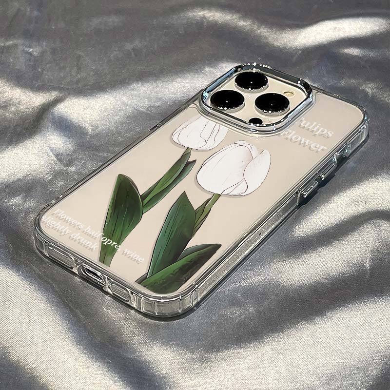 ✅Ốp Điện Thoại Mềm Chống Sốc Họa Tiết Bông Hoa Màu Trắng Cho Iphone 13 7 11 14pro8iPhone12maxplus M5MC