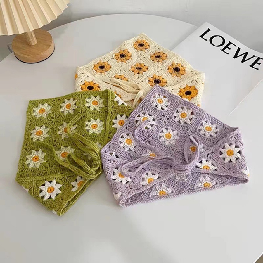 Khăn Choàng Cổ Dệt Kim Hình Tam Giác Khoét Rỗng Phong Cách Hàn Quốc 6 Màu Tùy Chọn Dùng Làm Đạo Cụ Chụp Ảnh Cho Nữ