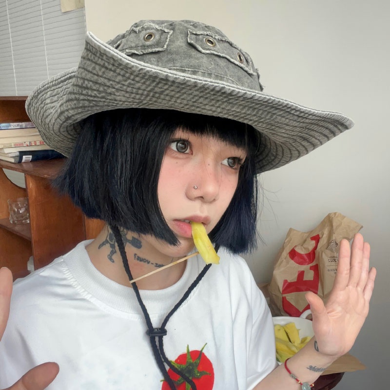 Nón Tai Bèo Vành Rộng Vải Cotton Chống Nắng Kiểu Mỹ Dễ Thương Cho Nữ