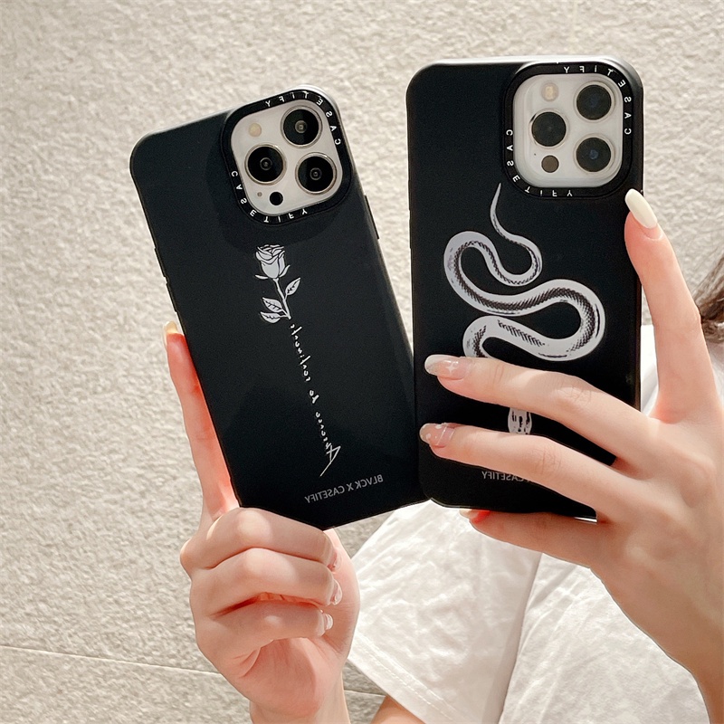 Ốp Điện Thoại Silicon Dẻo Họa Tiết Da Rắn / Hoa Kèm Hộp Đựng Cho iPhone 11 14 12 13 Pro Max XR X XS Max 7 8 14 Plus