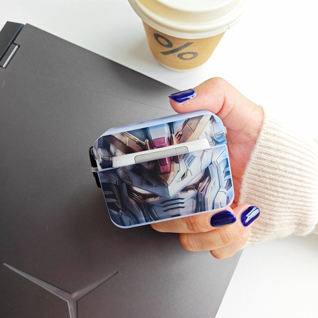 Vỏ Bảo Vệ Hộp Sạc Tai Nghe Bluetooth AirPods 1 2 gen3 pro2 2022 Bằng Silicon Hình Vuông Trong Suốt Họa Tiết Mecha Dễ Thương Kèm Móc Treo Tiện Dụng