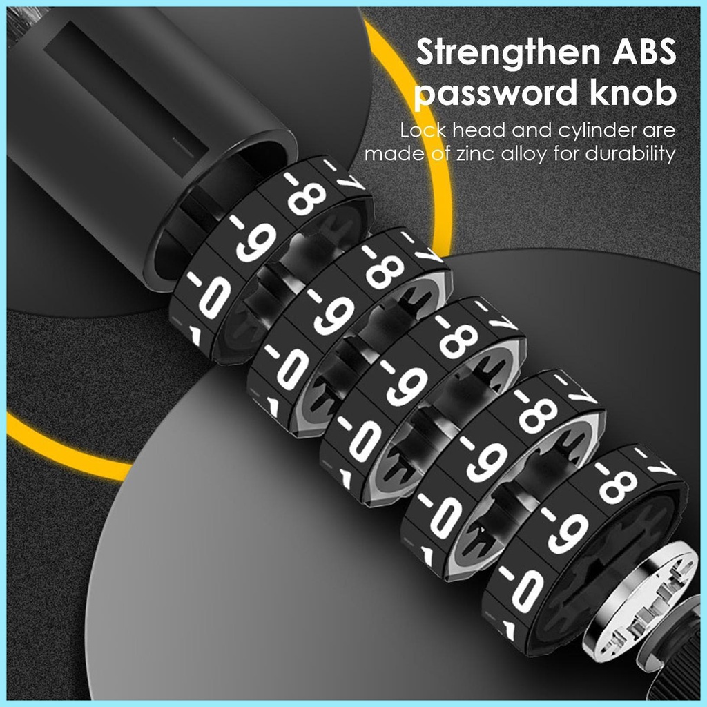 Dây Khóa Xe Đạp Kết Hợp Mật Khẩu 5 Chữ Số Bằng Thép Dày Dặn PVC tdevn