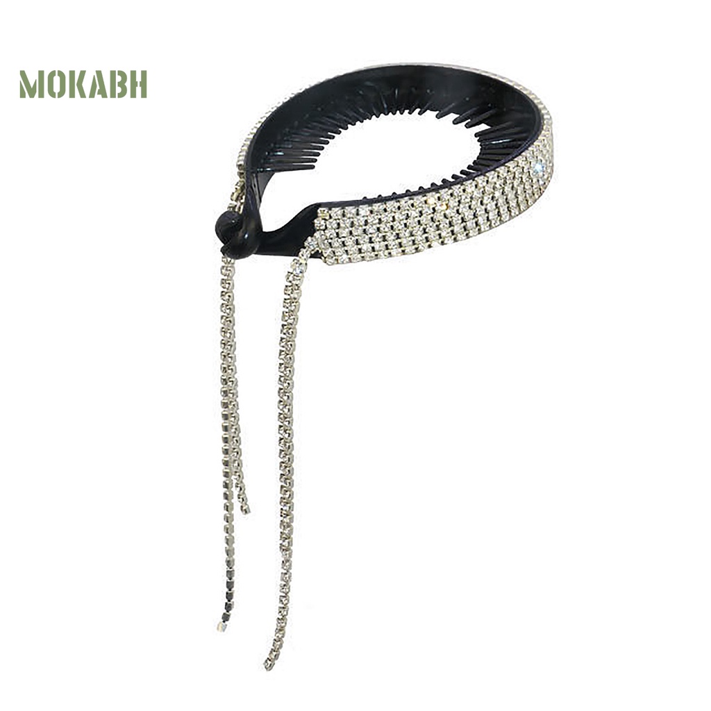 [Mok Abh] Kẹp Tóc Đuôi Ngựa Đính Kim Cương Giả Lấp Lánh Chống Trượt Phong Cách Hàn Quốc