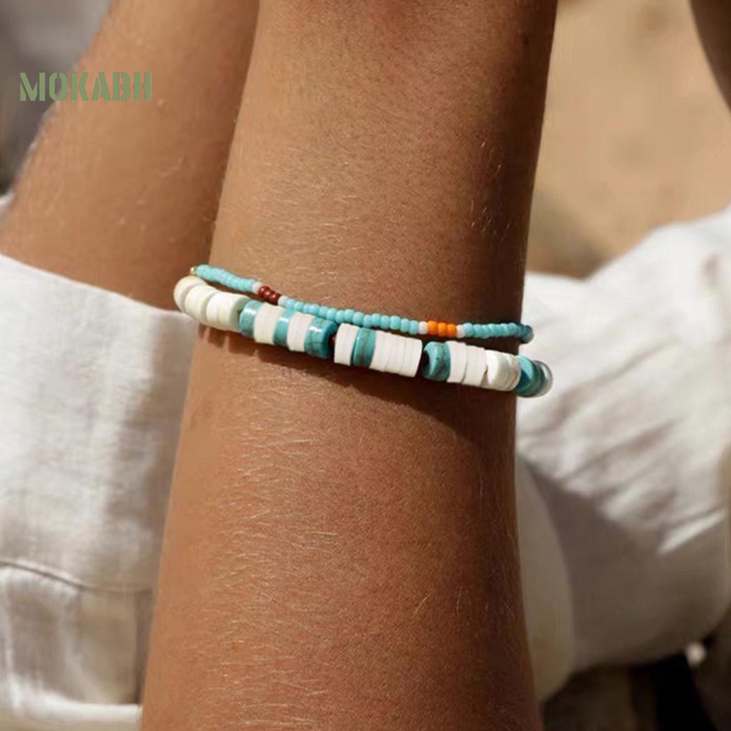 [Mok Abh] Vòng Tay Hạt Đá Polymer Co Giãn Phong Cách Boho