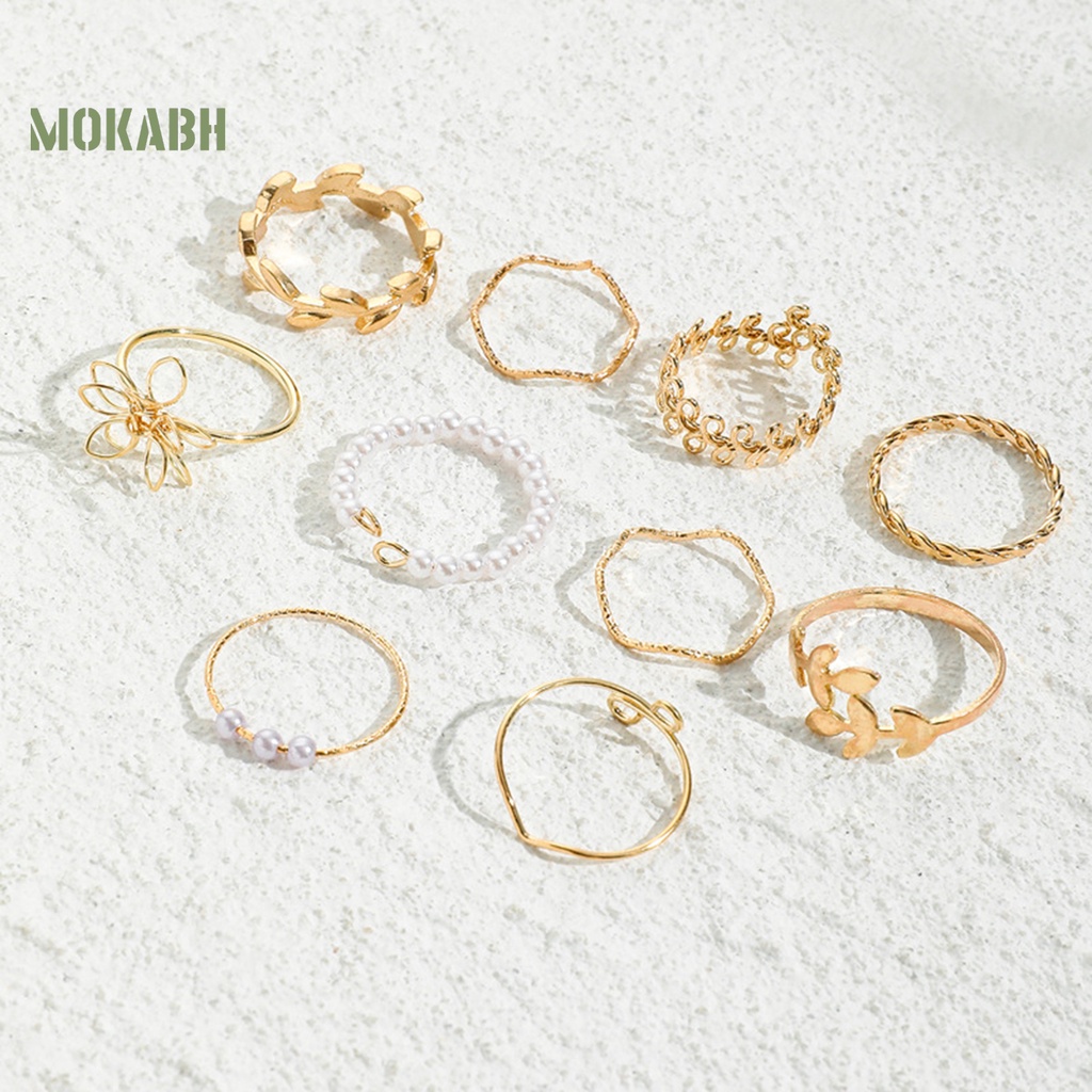 10 Nhẫn Đeo Ngón Tay Mạ Điện Họa Tiết Theo Phong Cách Bohemian Dùng Cho Tiệc