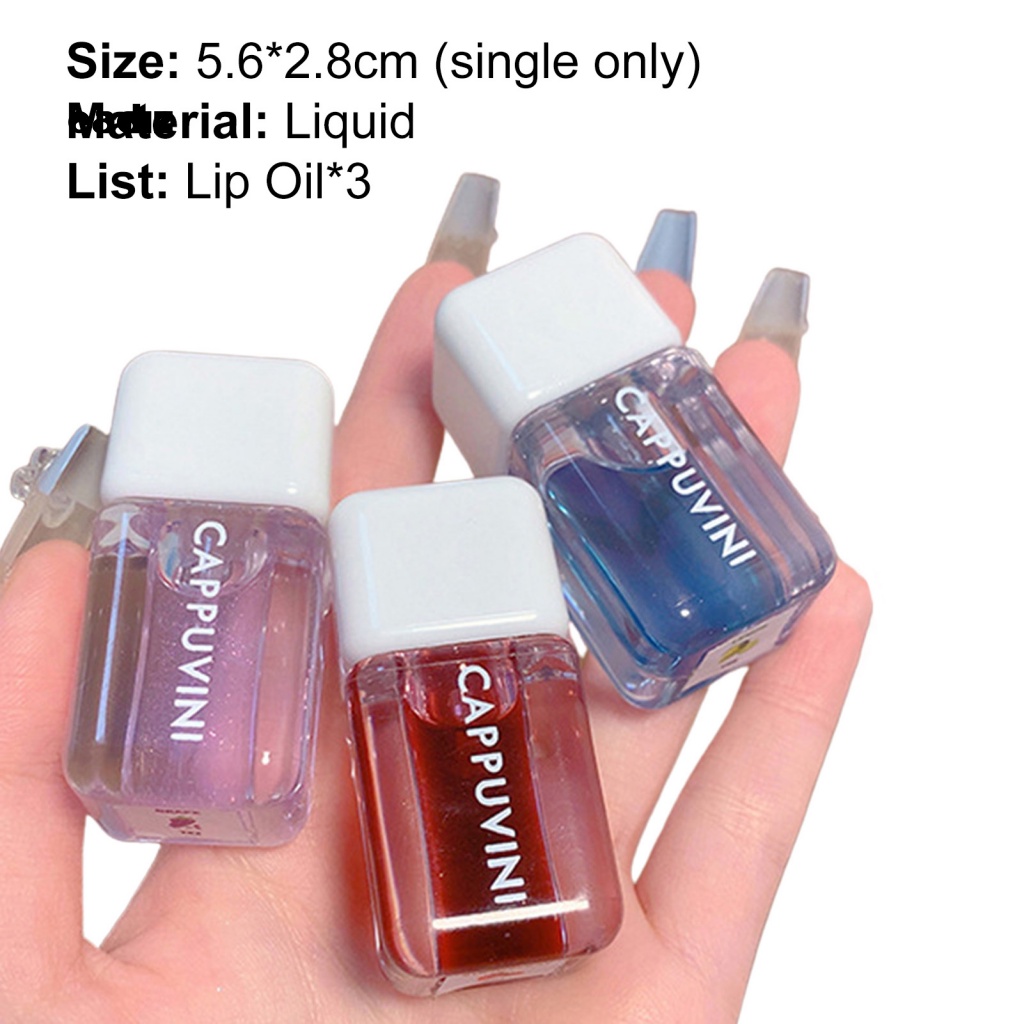 Bộ 3 Son Bóng Trong Suốt Dưỡng Ẩm Chống Nếp Nhăn Cho Môi